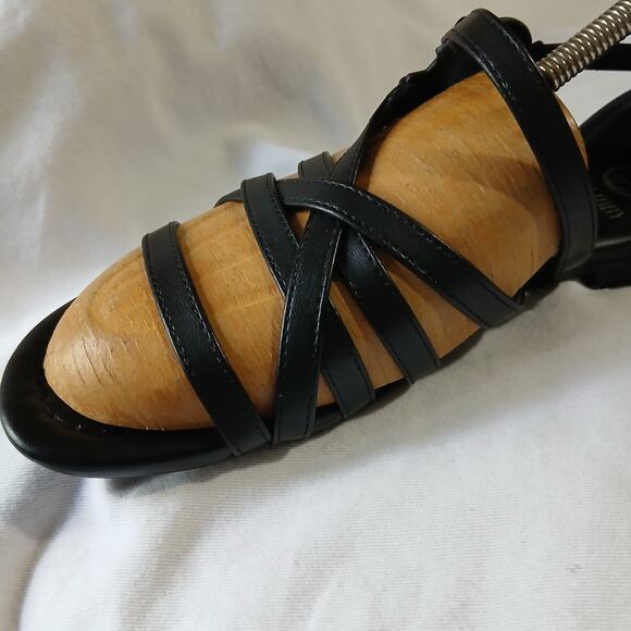 Sam & Libby Sandals W 7 Black Reed Strappy Flat Back Zip Casual Faux Leather - Picture 4 of 16